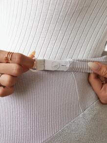 SHEIN Maternity Adjustable Waist Stirrup Leggings - Grey - View 4