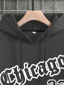 Manfinity Homme Men Plus Alphabet Pattern Hoodie And Pants Set - Grey - View 4