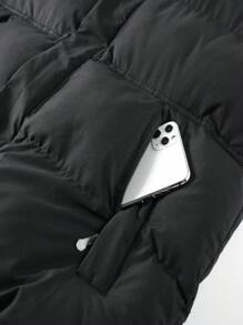 Manfinity Homme 男士拉鍊鬆身羽絨背心外套 - 黑色 - 查看 4