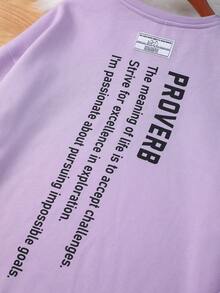 SHEIN 青少年女孩標語圖案落肩袖套頭衫&緊身打底褲 - 紫色 - 查看 7