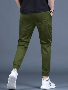 Manfinity Homme Nam Eo dây rút Dài Quần - xanh quân đội - Xem 2