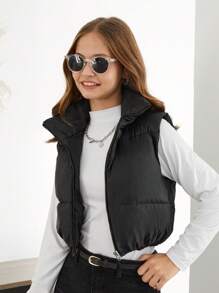 RueChic Teen Girls' Vest Jacket - Black - View 4