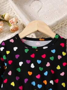 SHEIN 少女彩色波點圓領長袖連衣裙，適用於春秋季節、戶外活動和各種場合，波點增添活力與天真無邪感，穿著舒適