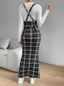 SHEIN Privé In kẻ sọc Đầm Tổng thể Without Tee - màu đen - Xem 5