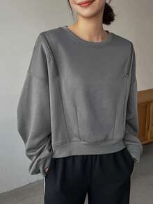 FRIFUL 拉鍊細節冷肩運動衫 - 灰色 - 查看 3