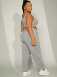 SHEIN Unity Plus Ruched Bust Crop Top & Pants Set