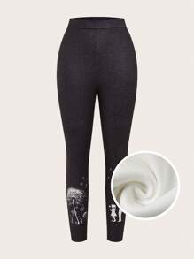 EMERY ROSE Của phụ nữ Mẫu bồ công anh Dài Cao eo Xà cạp Với Tính hai mặt Lông cừu - Nhiều màu - Xem 1