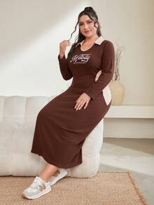 Mulvari 大碼連身裙 - 棕色 - 查看 3