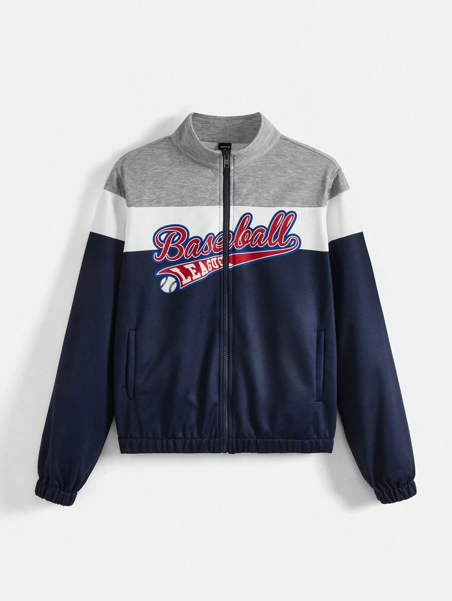 Alxmd 女士字母紋對比拉鍊開衫夾克 - 彩色 - 查看 1