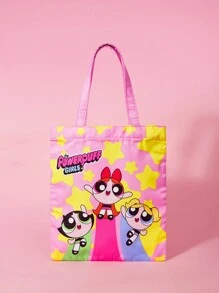 The Powerpuff Girls | ROMWE Túi tote màu hồng dành cho nữ đến trường, Quà tặng giáo viên Món quà lý tưởng, Ý tưởng quà tặng cảm ơn, Quà tặng đánh giá cao, Túi quà tặng có chữ lồng, Tái sử dụng, Túi giáo viên, Túi đi học ngày lễ, Nhà giáo dục, Quà tặng phù dâu lý tưởng cho mẹ - Nhiều màu - Xem 6