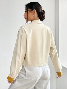 SHEIN Unity Two Tone Drop Shoulder Jacket - Multicolor - View 2