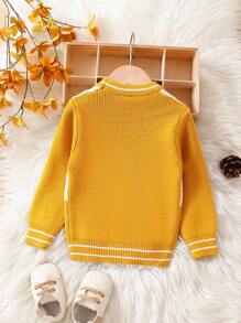 Con trai Hai âm Sọc trang trí Áo len - Màu vàng - Xem 1