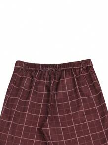 Manfinity Mode Men's Plaid Suit Pants - Burgundy - View 6