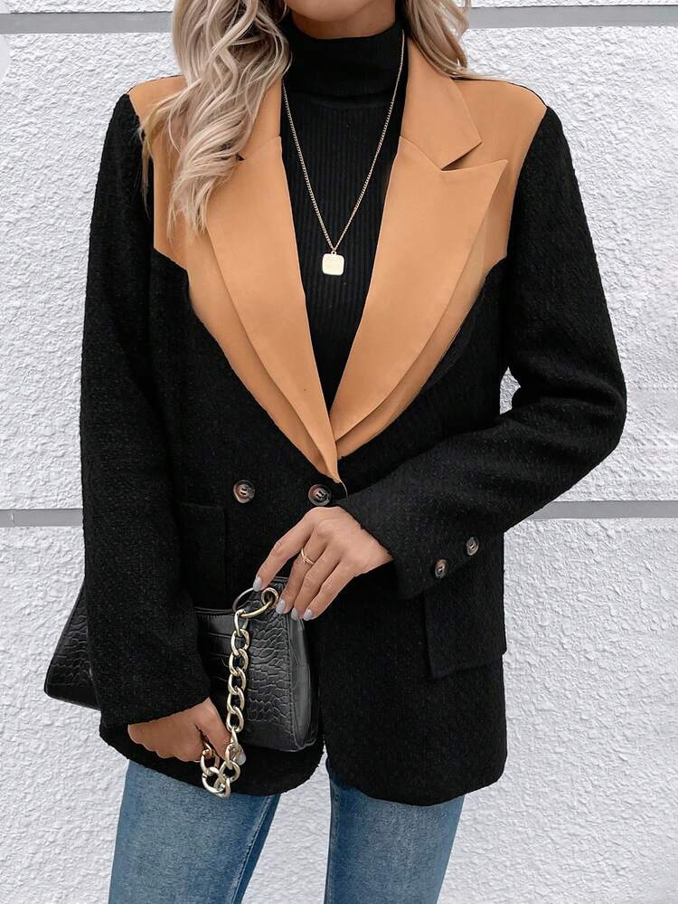 Women's Contrast Color Pointed Collar Shirt Fall Cloth For Women