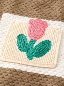 Baby Girl Floral Pattern Sweater - Brown - View 3