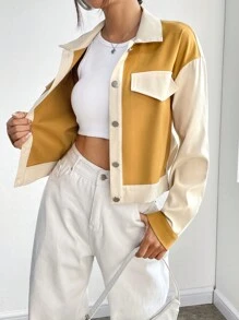 SHEIN Unity Two Tone Drop Shoulder Jacket - Multicolor - View 3