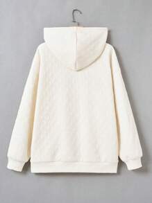 Mulvari Plus Letter Graphic Drop Shoulder Drawstring Hoodie