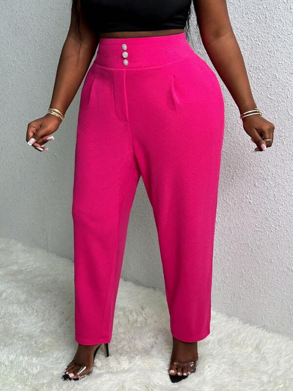 Slaydiva Plus Botão Frontal Calças De Terno