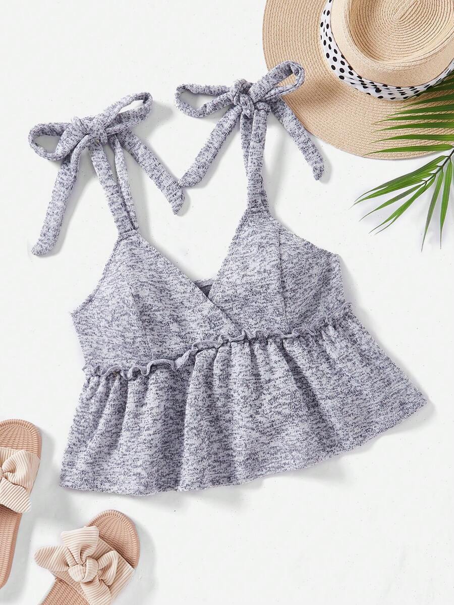 Soleia Thuốc nhuộm Không gian Cà vạt vai Áo Peplum Cami - Nhiều màu - Xem 1