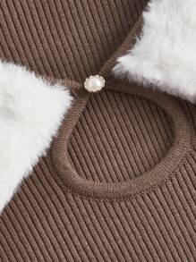 SHEIN MOD 羊絨領口鎖眼領套頭毛衣 - 摩卡棕 - 查看 3