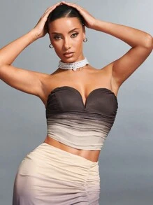 SHEIN BAE Biến đổi dần Xếp li Quây Cổ chữ V sâu Áo ba lỗ Đối với phụ nữ , Gợi cảm Hoặc Áo khoác - Nhiều màu - Xem 5