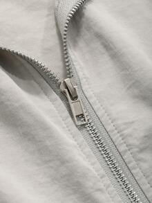 Dazy Star Zipper Front Half Sleeve Top And Shorts Set - Light Grey - View 9