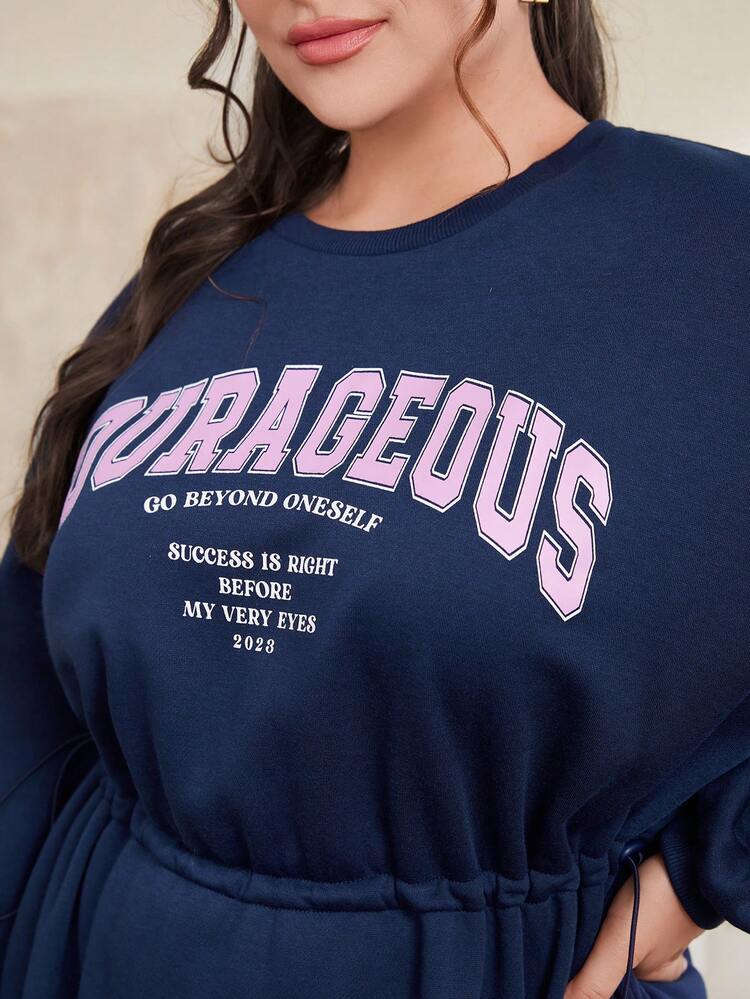 Plus Size Women'S Letter Print Sweatshirt Arabian Dress