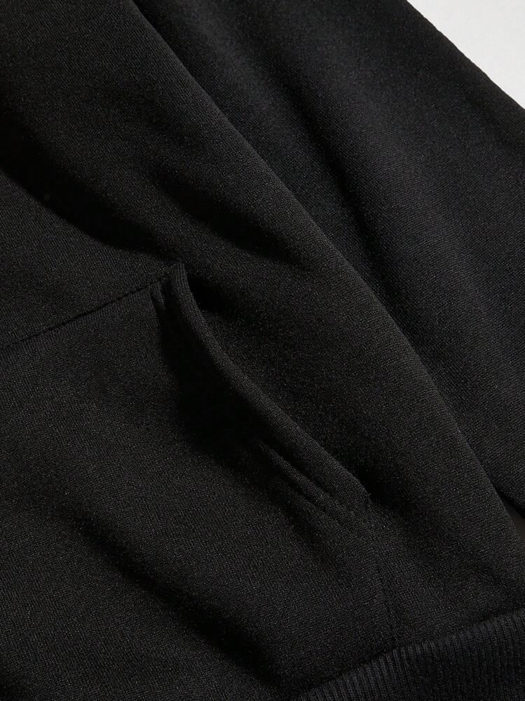 ROMWE Grunge Punk Áo hoodie giữ nhiệt có dây rút túi Kangaroo Slogan Graphic Luôn có kế hoạch thoát hiểm DOOMSDAY, Trường học - màu đen - Xem 4