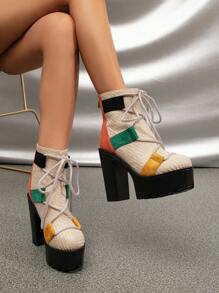 女士高跟厚底靴,超高跟短靴多色可選,時尚新鞋款