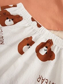 Bear Print Cami Top & Pants PJ Set - Multicolor - View 3