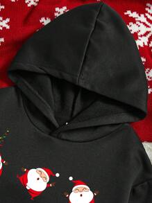 Con trai Giải trí Giáng sinh In Tay áo dài Áo nỉ có mũ Đối với Mùa thu Và Mùa Đông - màu đen - Xem 3