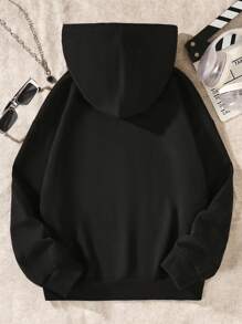 SHEIN Sudadera con estampado de telaraña de cristal para adolescentes - Negro - Ver 2