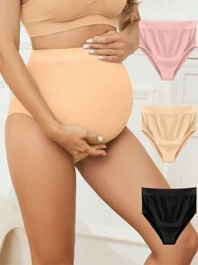 Moonlight & Mama High-Waisted Elastic Maternity Panties (Set Of 3) For Mother