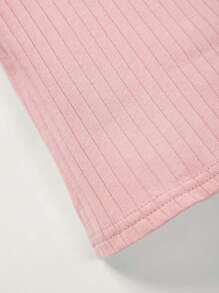 Cozy Pixies Baby Girl 3pcs Ribbed Knit Lettuce Trim Top - Pink - View 5