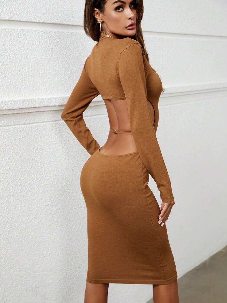 Hollow Out Bodycon Sweater Dress Fall Cloth For Women