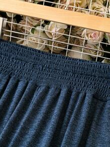 SHEIN LUNE Plus Size Blue Pants With Side Pockets - Navy Blue - View 4