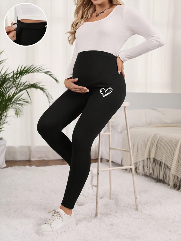 SHEIN Leggings negri cu inimă de maternitate