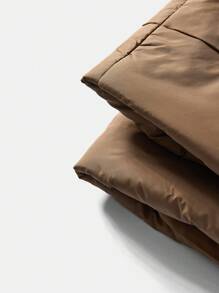 SHEIN Maternity Hooded Jacket With Collar - Brown - View 7