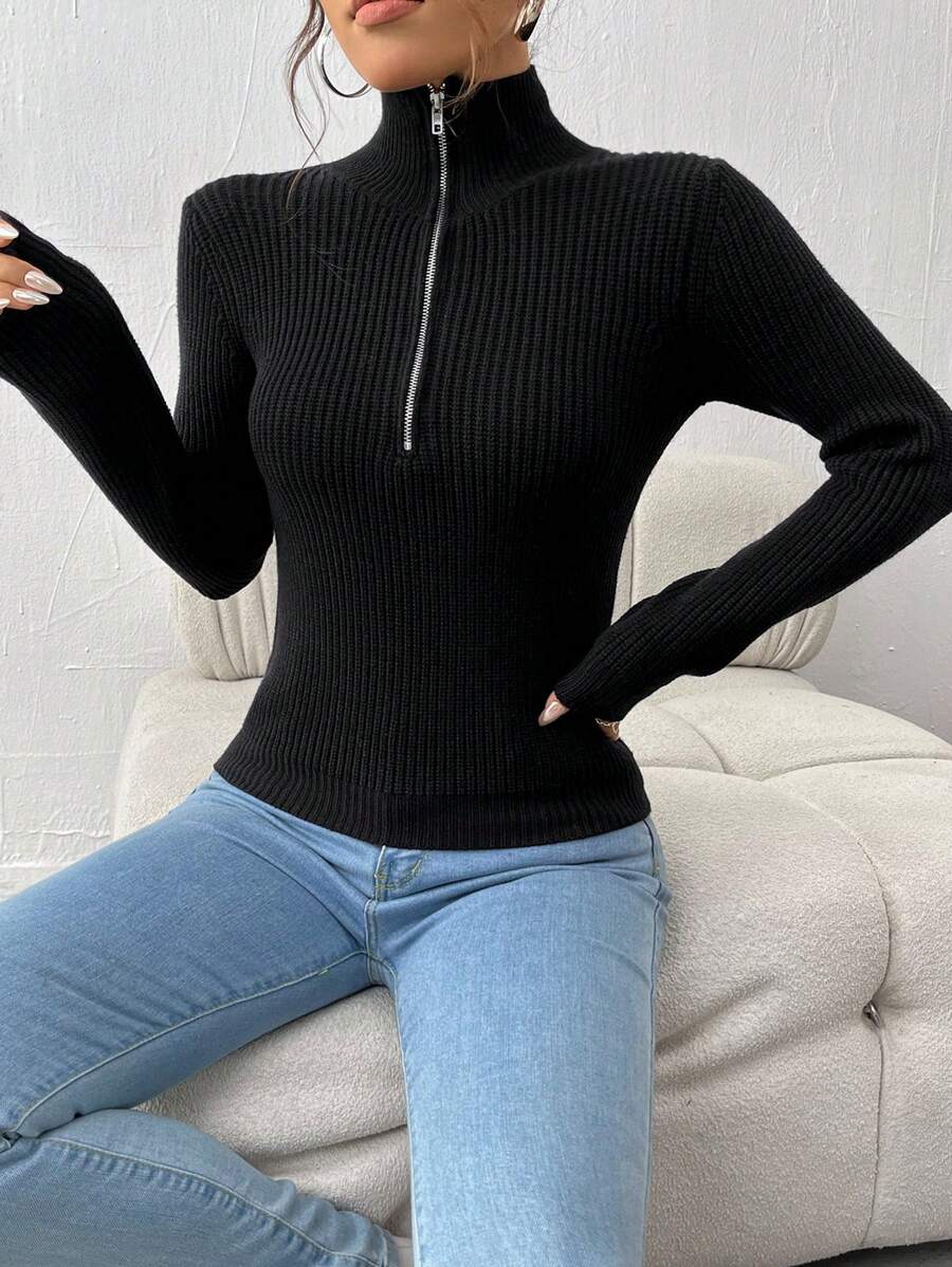 SHEIN Unity Của phụ nữ Áo len Mở Áo len - màu đen - Xem 1