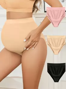 Moonlight & Mama High-Waisted Elastic Maternity Panties (Set Of 3) For Mother