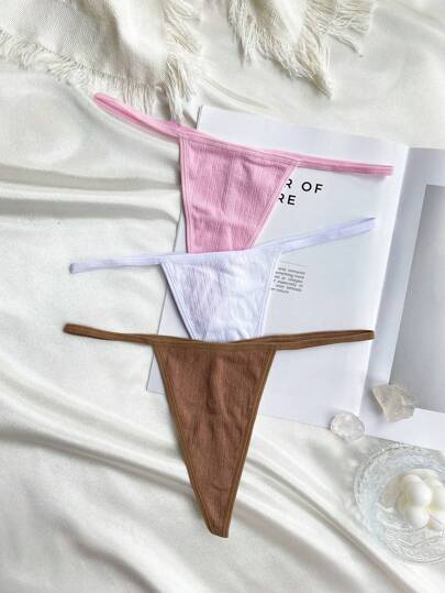 3件套女士纯色无缝性感丁字裤