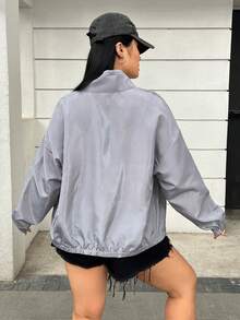 SHEIN EZwear 大尺碼女士灰色針織外套 - 淺灰色 - 查看 2