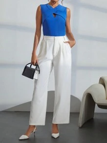 SHEIN Privé 露肩空心背心上衣 - 寶藍色 - 查看 5