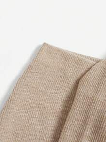 SHEIN BASICS Plus Off Shoulder Crop Top & Skirt - Khaki - View 9