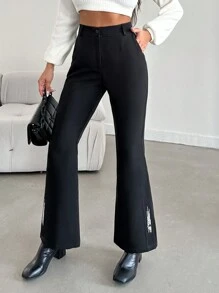 EURMUSE Women's Flared Suit Pants - Black - View 1