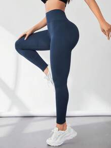 SHEIN Daily&Casual 女性純色運動打底褲