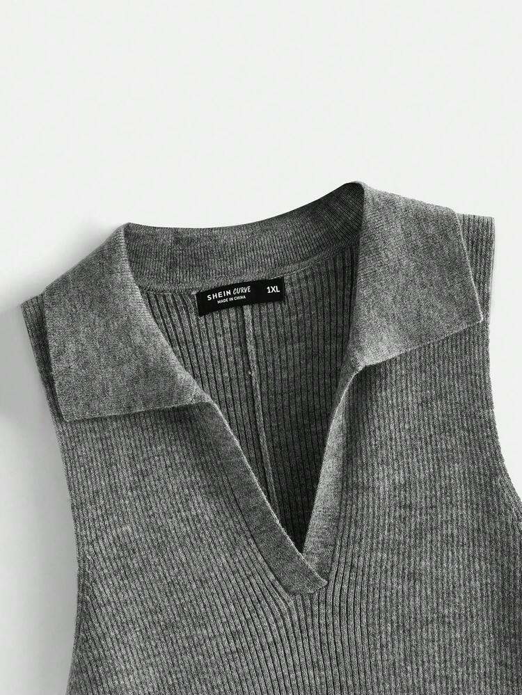 Plus Size Solid Color Knitted Sweater Dress