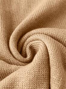 Calvaya Plus Contrast Popcorn Knit Flounce Sleeve Sweater - Khaki - View 4