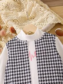 SHEIN 幼兒女童毛茸細節猎齿無袖背心外套 - 黑色 - 查看 4