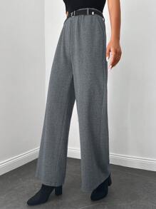 RueChic Slant Pocket Wide Leg Pants Without Belt - Multicolor - View 6